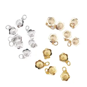 Golden and silver flower pendants with Fu character for DIY jewelry making and crafts