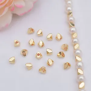 Irregular Geometric Polyhedron Copper Spacer Beads 14K 18K Gold Filled Silver Plated DIY Jewelry Making Bracelet Necklace Findings