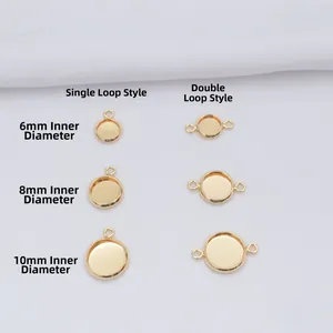 14K gold filled round bezel settings in 8mm and 10mm for DIY jewelry earrings making