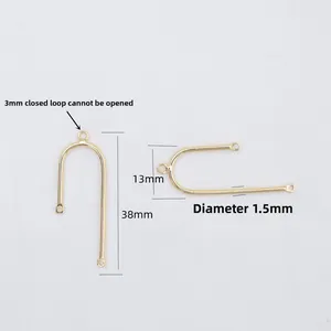 14K Gold-Filled U-Ohrring-Komponente mit 3mm geschlossener Öse und 38mm Länge