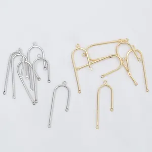 Minimalistische U-förmige geometrische Ohrring-Verbinder aus 14K Gold und Silber für DIY-Schmuck