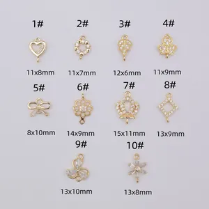 Pendentifs trèfle cœur et couronne plaqués or 14K avec zircone pour bijoux DIY