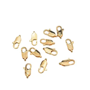 Lot de 11 fermoirs mousquetons dorés pour bijoux DIY avec finition polie sous vide 24k