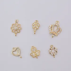 Lot de pendentifs en plaqué or 14k avec zircon pour boucles d'oreilles DIY