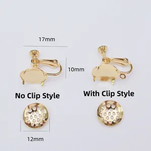 Convertitori per orecchini a clip con base a rete da 12mm placcati in oro 14k per fai da te