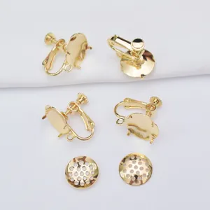 Convertitori per orecchini a clip placcati oro 14K con basi a rete da 12mm per gioielli DIY