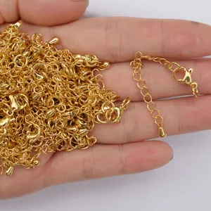 Golden 24k vacuum plated extension chain with lobster clasp for DIY jewelry making