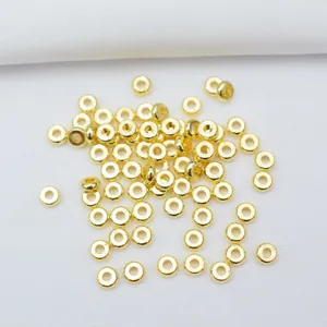 Flache 14k vergoldete Rondelle-Abstandshalter für DIY-Schmuck und Armbandherstellung