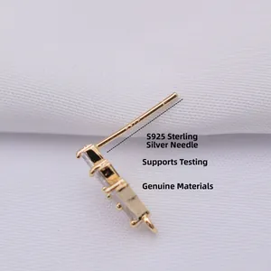 14K Vergoldete S925 Sterlingsilber Ohrstecker mit Zirkonia und DIY-Schleife für Schmuck