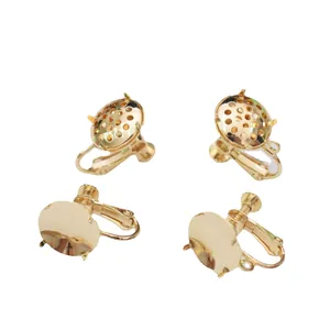 Componenti per orecchini a clip da 12mm placcati oro 14K con base a rete e disco per fai-da-te
