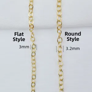 Comparaison de chaînes 14k gold filled de 3mm aplaties et 3,2mm rondes pour bijoux DIY