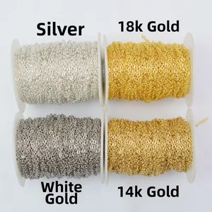 Rouleaux de chaînes à maillons en O plaqués or 14K et 18K en quatre couleurs métal