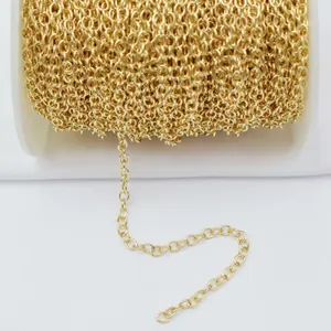 14k gold-filled 3mm flattened O-chain roll for DIY jewelry making accessories