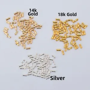 14K gold and silver plated metal tube spacer beads for DIY jewelry making accessories