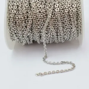 Bulk spool of silver flash O-chain for jewelry making with shimmering textured links