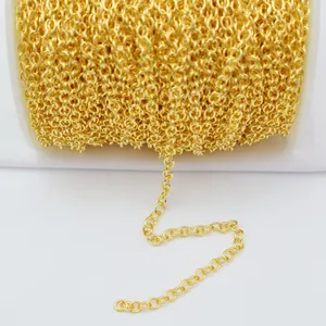 Detail of 14K gold plated flattened O-chain roll for DIY jewelry making accessories