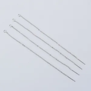 Pack of 4 silver 14k gold-plated 1.0mm O-chain tassel earrings for DIY jewelry making