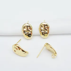 Baroque style 14k gold plated S925 silver needle stud earrings for DIY jewelry making