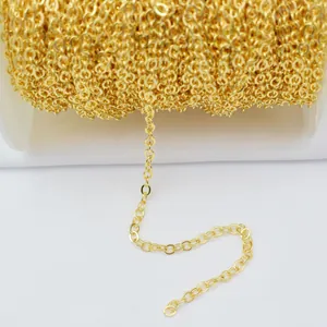 Detail of 14k gold-plated O-chain on spool for DIY jewelry making accessories