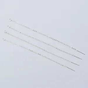 Set of four silver 14k gold-filled chain earrings with O-chain tassels for DIY jewelry making