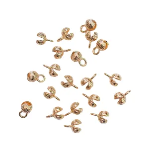 Cuentas de engarce plegables en forma de concha chapadas en oro 14k para hacer collares