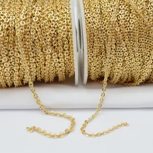 Gold Plated Brass O-Shaped Chain Diamond Cut Texture DIY Jewelry Making Material Roll For Necklace Bracelet Accessories