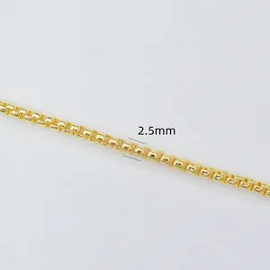 Catena a scatola placcata oro da 2,5 mm per gioielli fai da te con maglie quadrate dettagliate