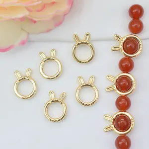 Anillo de Cuentas Espaciadoras de Aleación con Orejas de Conejo Lleno de Oro Fabricación de Joyas Bricolaje Pulsera Accesorios para Cuentas de 8mm