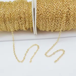 Brass 14K Gold Filled O-Chain Flattened Round Wire DIY Jewelry Materials For Necklace Bracelet Extension Accessories
