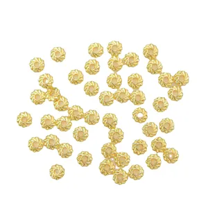Polished 14k gold-filled decorative spacer beads with textured design for DIY jewelry making