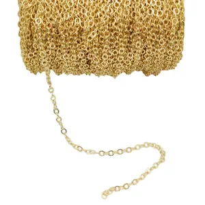 14k gold-filled 3mm flattened O-link chain roll for DIY jewelry and necklaces
