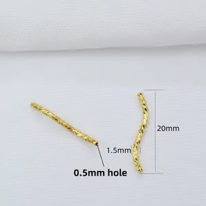 20mm 14k gold plated textured curved noodle tube bead for DIY jewelry making