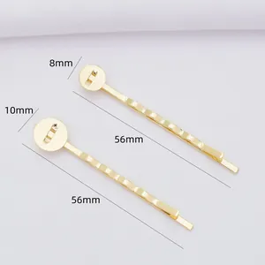 Χρυσά κλιπ μαλλιών 56mm με επίπεδους δίσκους 8mm και 10mm για κατασκευή κοσμημάτων
