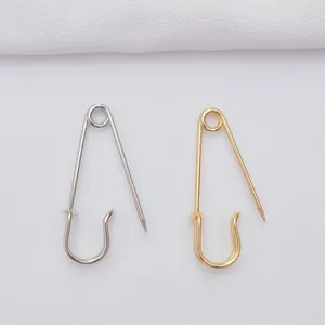 14k gold and silver safety pins with polished metallic finish for DIY jewelry crafts