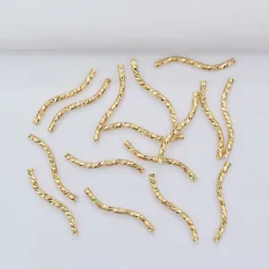14K gold filled S-shaped twisted metal curved beads for DIY jewelry making sets
