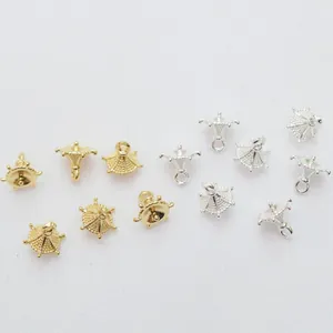 Χρυσά και ασημένια άκρα για πέρλες 6mm 14k gold-filled με ανάγλυφη κοκκώδη υφή