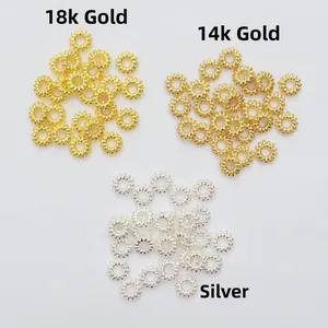 Cuentas espaciadoras de girasol bañadas en oro de 14K y 18K en oro y plata para joyas