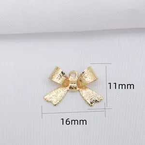 Colgante de lazo bañado en oro 14k mate para bisutería, tamaño de 11x16mm