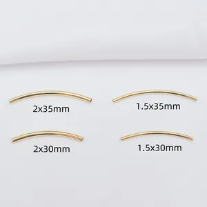 Perle a tubo curvo placcate in oro 14k per gioielli fai da te in varie dimensioni