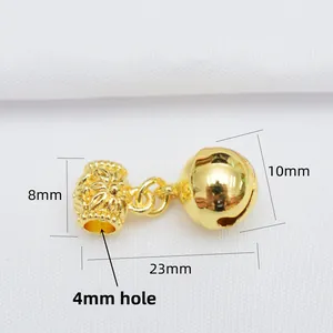 Pendentif cloche en or 14 carats avec trou de 4mm pour la fabrication de bijoux DIY