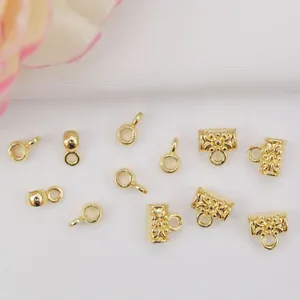 Vintage Geprägte Kupferlegierung Distanzperlen Mit Anhänger-Schlaufe Für DIY Schmuckherstellung Armband Halskette Gold Silber