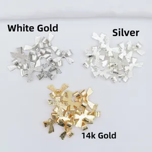 Colgantes de lazo mate en oro de 14k y plata para creación de joyería DIY