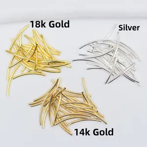 Set de cuentas de tubo curvado bañadas en oro de 18k y 14k para creación de joyas DIY