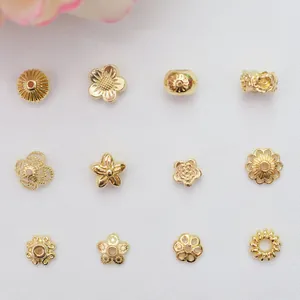 Coppette per Perle a Forma di Fiore Cavo in Lega Placcato Oro Perline Distanziatrici per Creazione Gioielli Fai da Te Braccialetti