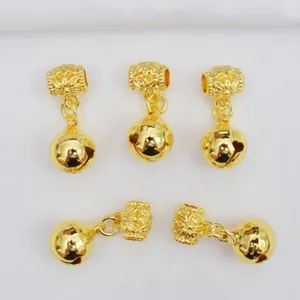 Lot de 5 pendentifs clochettes dorés 14k avec bélière gravée pour bijoux artisanaux