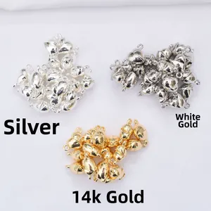 14k gold and silver heart-shaped magnetic jewelry clasps for DIY necklace making