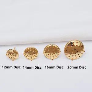 14k vergoldete runde Ohrring-Basisplatten in 12mm 14mm 16mm und 20mm für DIY-Schmuckbau