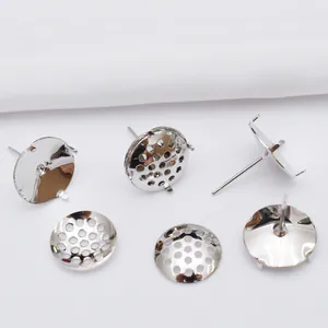 Versilberte flache und netzartige Ohrstecker Rohlinge für DIY Schmuckherstellung Zubehör