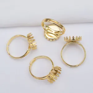 Σετ τεσσάρων επιχρυσωμένων δαχτυλιδιών 14k με ρυθμιζόμενη βάση για κατασκευή κοσμημάτων DIY
