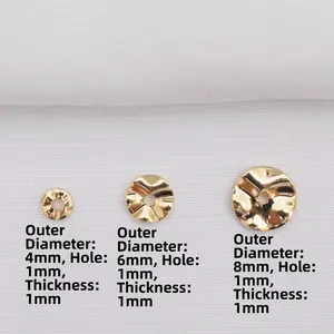 Perles d'espacement ondulées plaquées or 14k de 4mm 6mm et 8mm pour création de bijoux